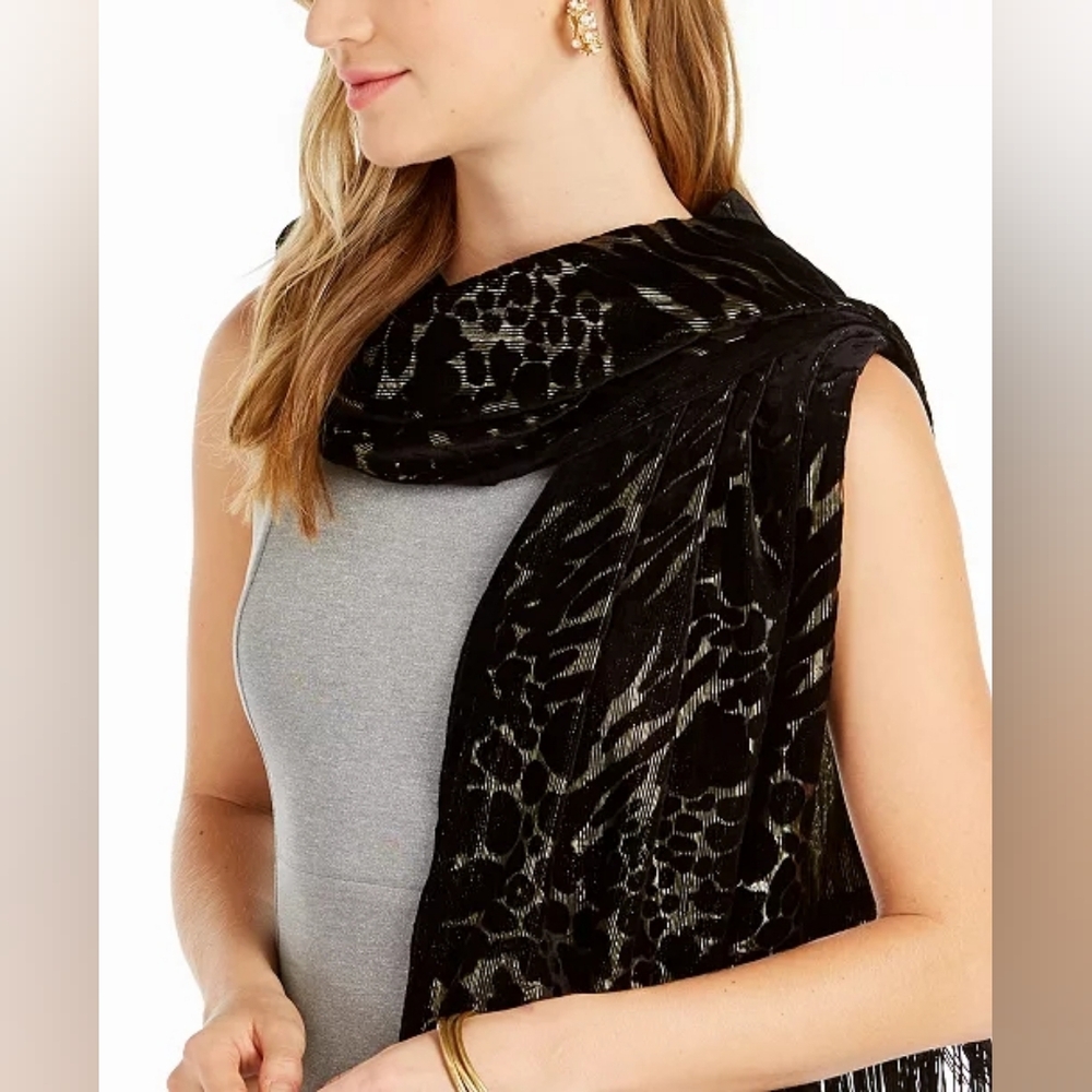 INC International ConceptsINC Animal-Print Shine Velvet Wrap - Picture 3 of 4